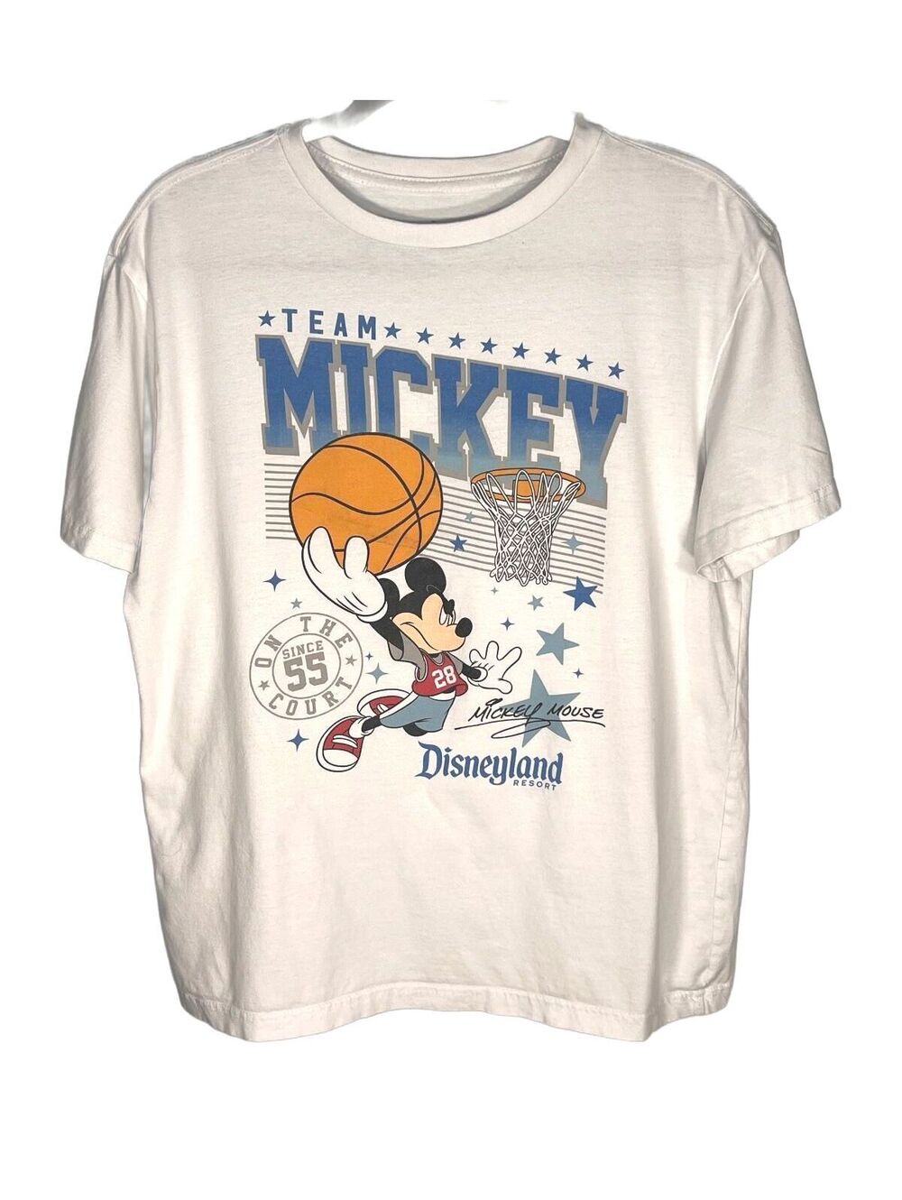 Disneyland Resort Team Mickey Basketball Graphic Tee Off White Sporty Retro M
